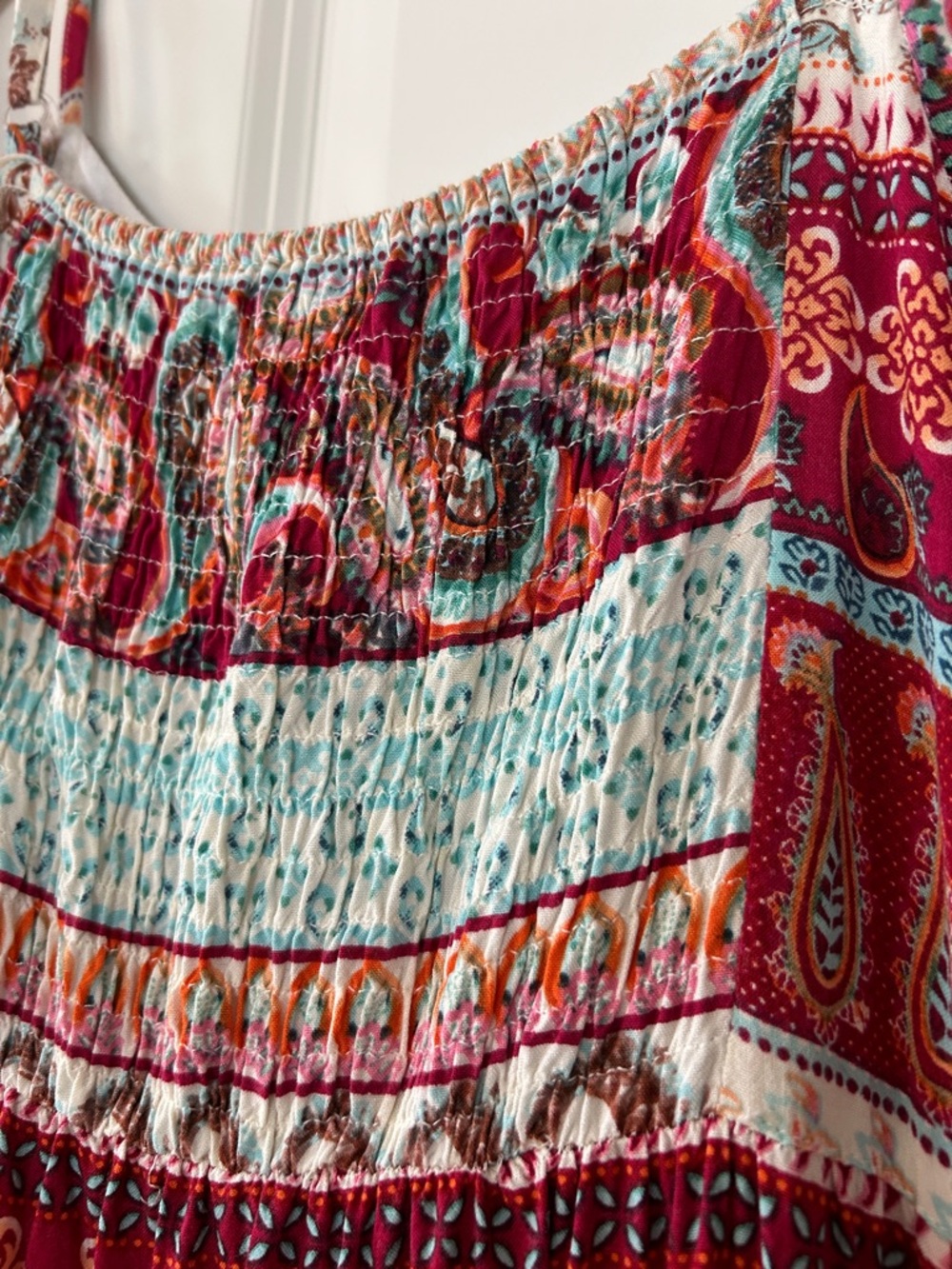 Magic Boho Flutter Sleeve Maxi Dress w Mirrors, Embroidery Sz M w MEASUREMENTS - Picture 12 of 14